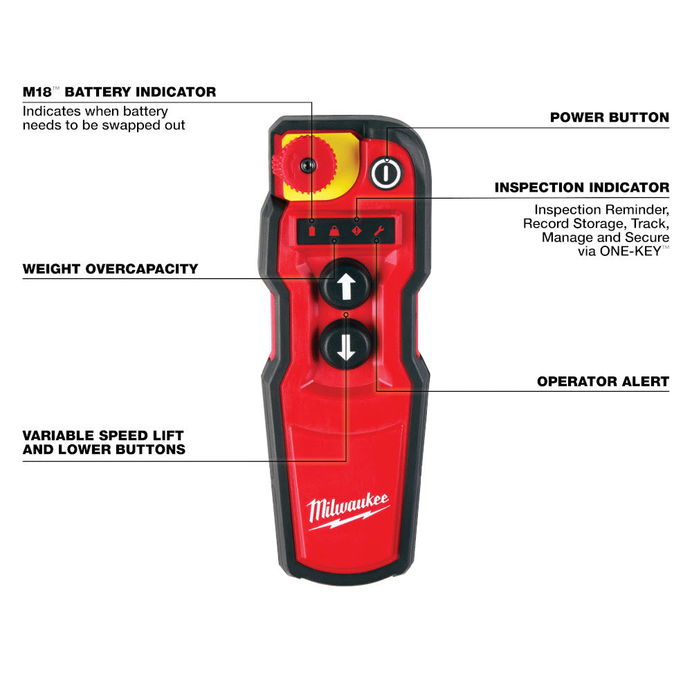 Milwaukee 2983-22HD M18 Compact 1 Ton Chain Hoist w/ One Key - 4