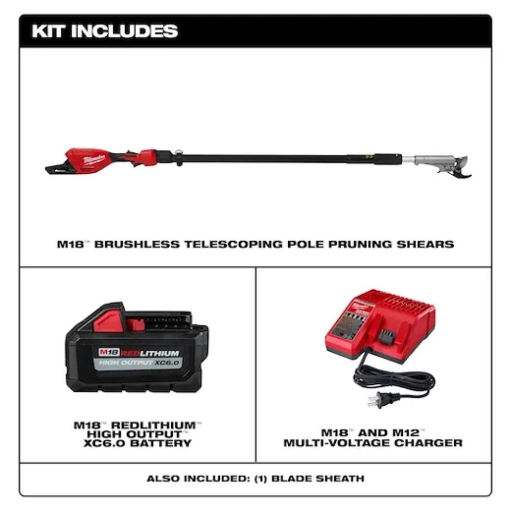 Milwaukee 3008-21 M18 Brushless Telescoping Pole Pruning Shears Kit - 3