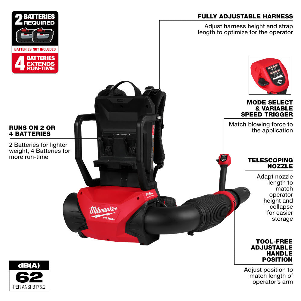 Milwaukee 3009-20 M18 FUEL Dual Battery Backpack Blower - 5