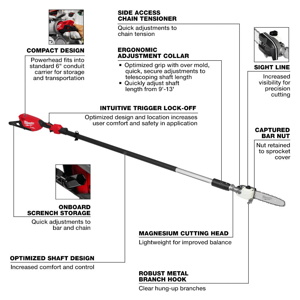 Milwaukee 3013-20 M18 FUEL Telescoping Pole Saw - 5