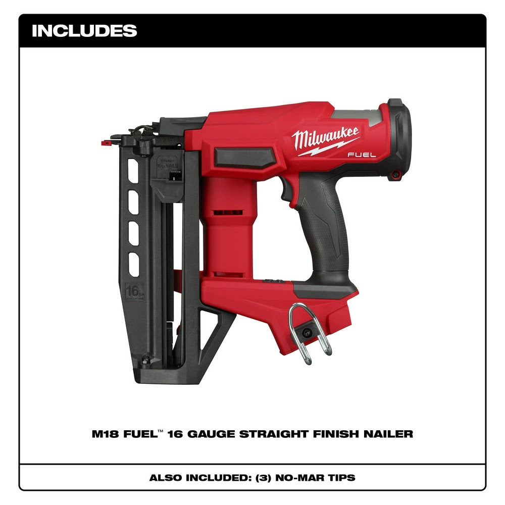 Milwaukee 3020-20 M18 FUEL 16 Gauge Straight Finish Nailer - 3