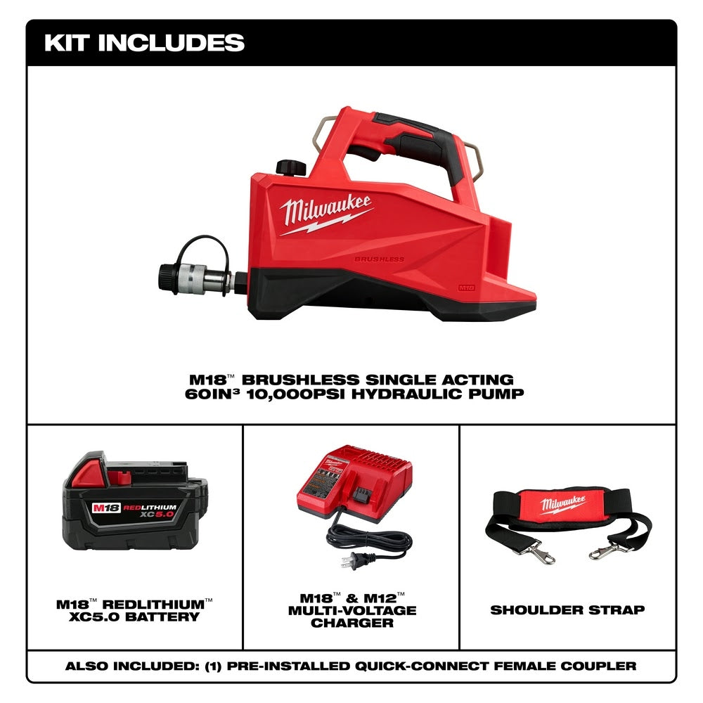 Milwaukee 3120-21 M18 Brushless Single Acting 60 in 3 10,000psi Hydraulic Pump - 2