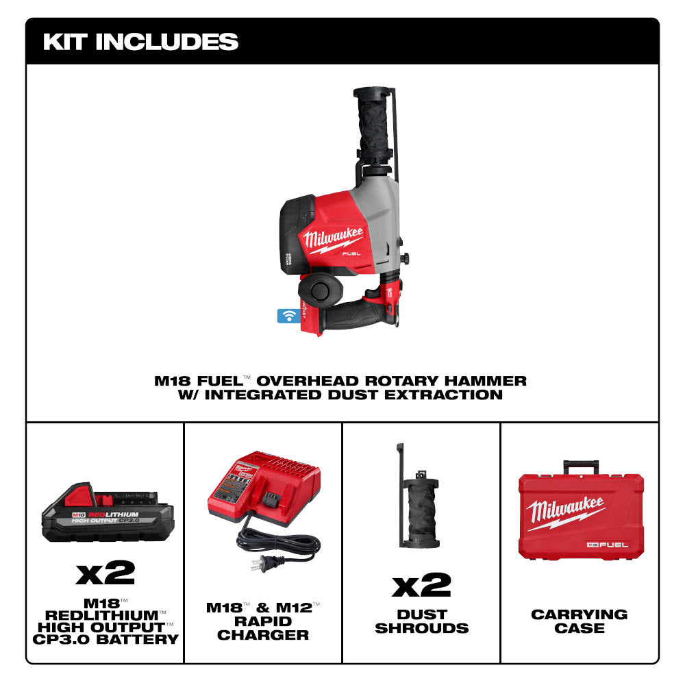 Milwaukee 3311-22 M18 FUEL Overhead Rotary Hammer w/ Integrated Dust Extraction - 6