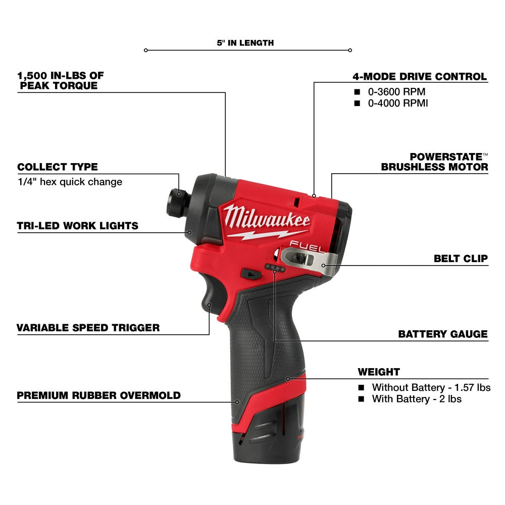 Milwaukee 3497-22 M12 FUEL 2-Tool Combo Kit - 5