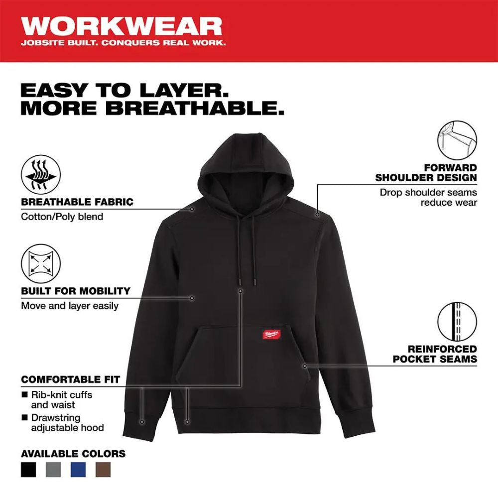 Milwaukee 351B-2X Midweight Pullover Hoodie Black 2X - 4