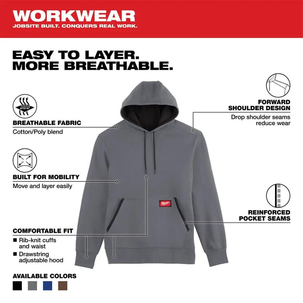 Milwaukee 351G-XL Midweight Pullover Hoodie Gray XL - 4