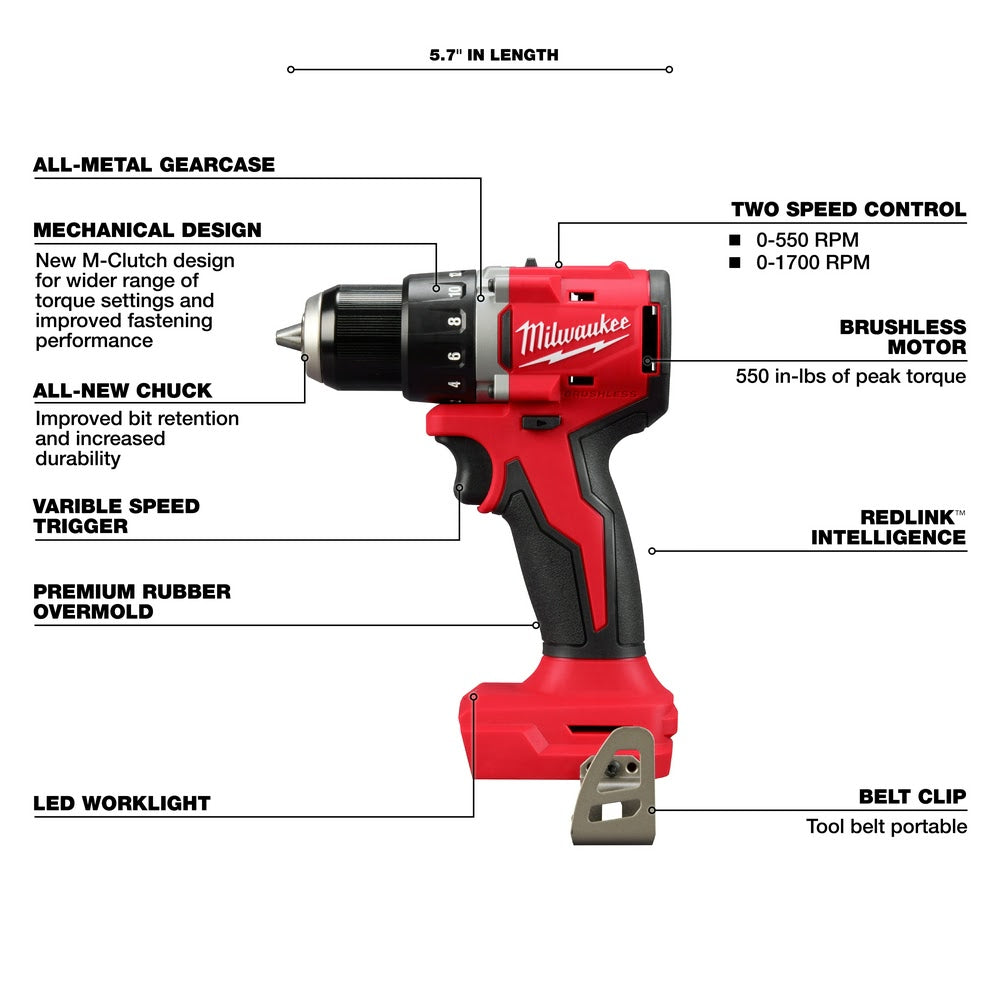 Milwaukee 3601-20 M18 Compact Brushless 1/2" Drill/Driver - 4