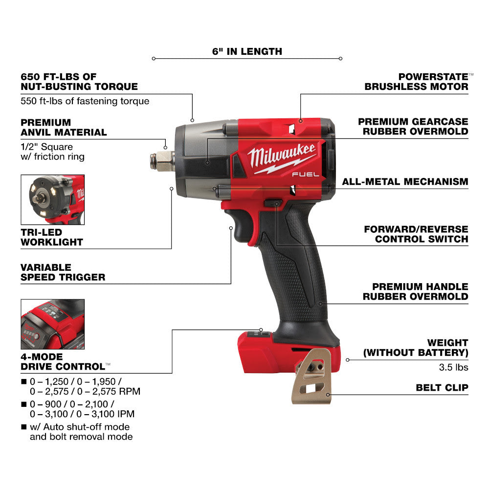 Milwaukee 3697-27 M18 Fuel 7-Tool Combo Kit - 4