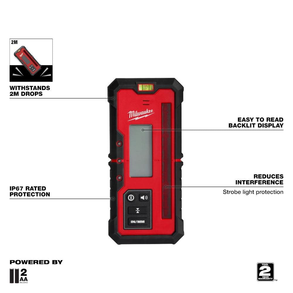 Milwaukee 3701-21T M18 Red Exterior Rotary Laser Level Kit w/ Receiver, Tripod, & Grade Rod - 3