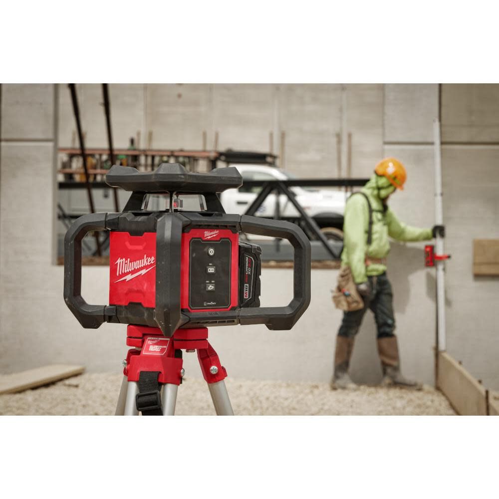 Milwaukee 3701-21T M18 Red Exterior Rotary Laser Level Kit w/ Receiver, Tripod, & Grade Rod - 11