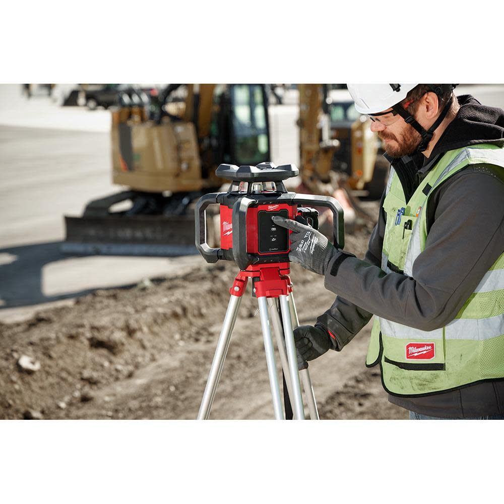 Milwaukee 3701-21T M18 Red Exterior Rotary Laser Level Kit w/ Receiver, Tripod, & Grade Rod - 12