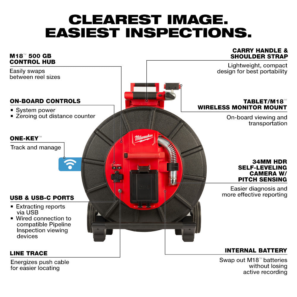 Milwaukee 3974-22 M18 200' Stiff Modular Pipeline Inspection System - 4