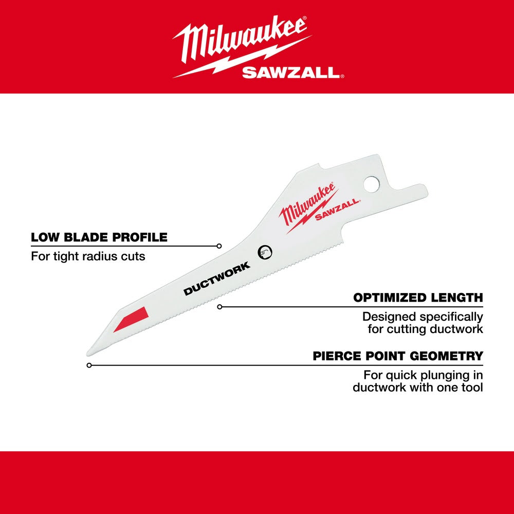 Milwaukee 48-00-1630 Ductwork Sawzall Blade 5-Pack - 5