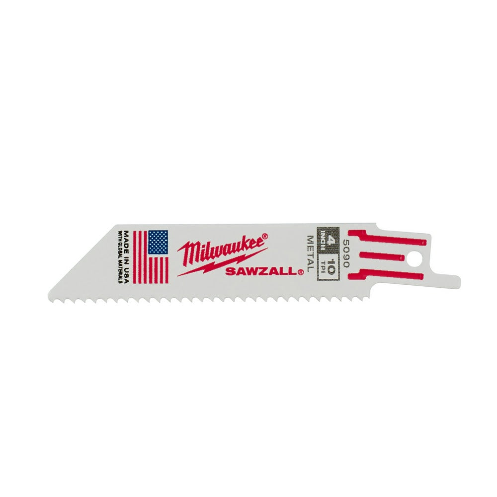 Milwaukee 48-00-5090 4" x 10TPI Bi-Metal Super Sawzall Blade 5-Pack