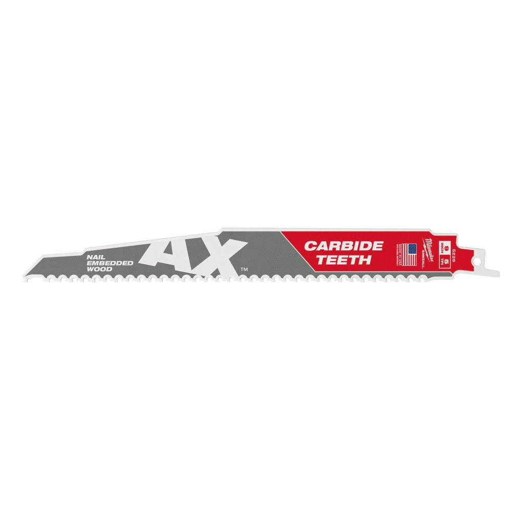 Milwaukee 48-00-5326 9" 5TPI AX with Carbide Teeth Sawzall Blade, 3 Pack