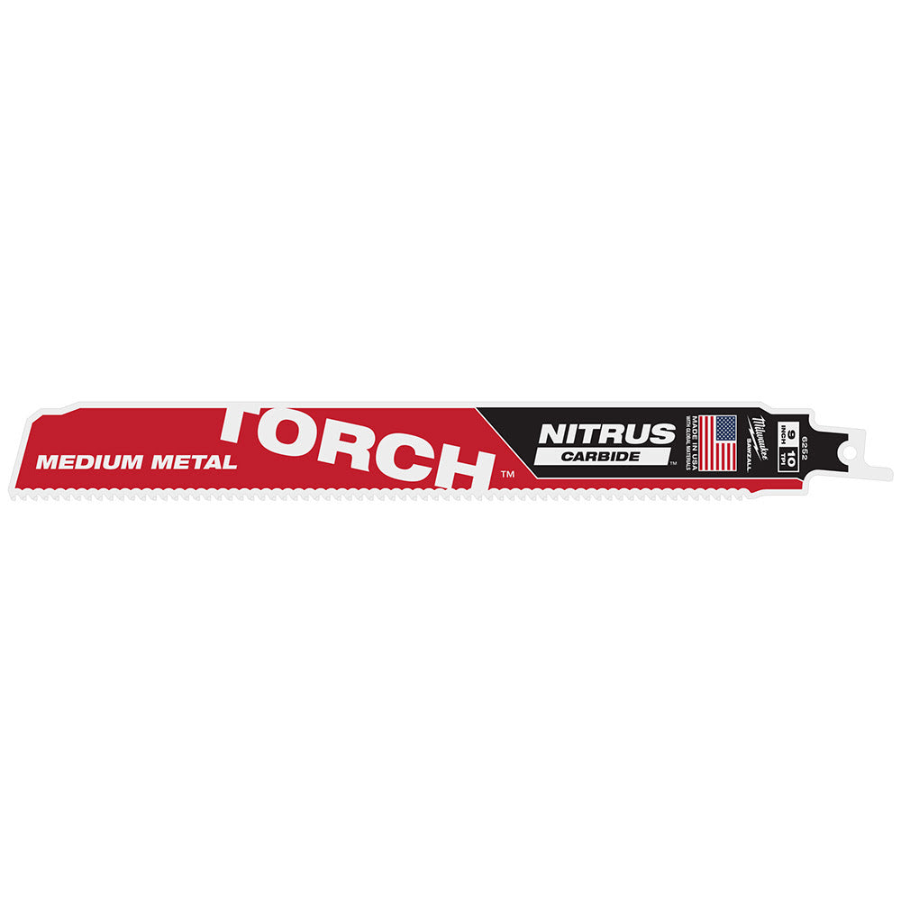 Milwaukee 48-00-6252  9" Reciprocating Saw Blade10TPI The TORCH with NITRUS CARBIDE Teeth for Medium Metal 1PK 