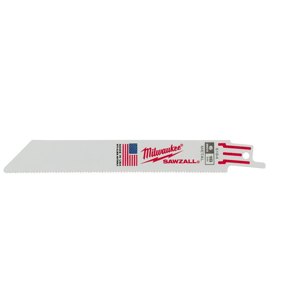 Milwaukee 48-00-8184 Super Sawzall Blade 18 Teeth per Inch 6-Inch Length, 25 Pack