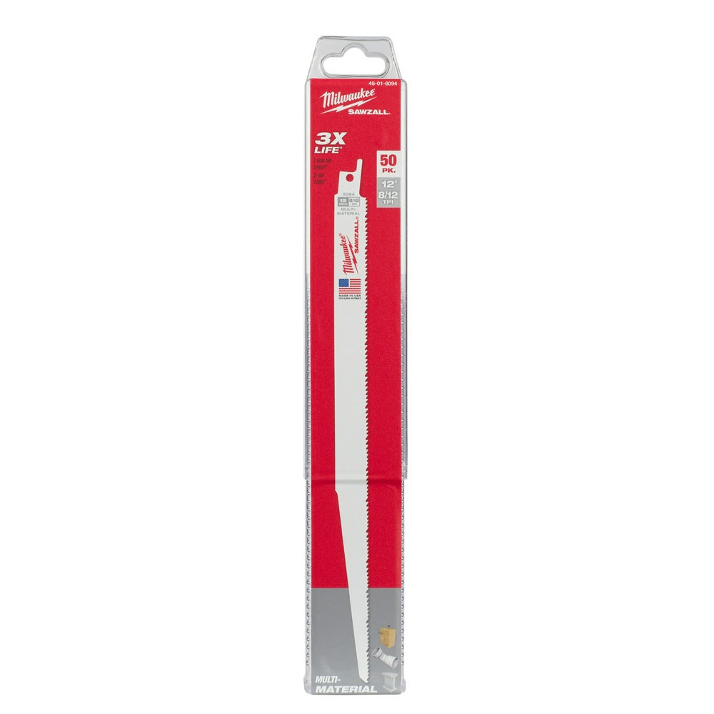 Milwaukee 48-01-6094 12" x 8/12TPI Bi-Metal Super Sawzall Blade (50 Pack) - 10