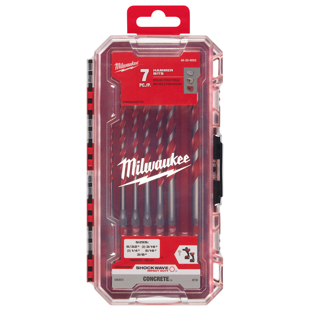 Milwaukee 48-20-9052 7pc. SHOCKWAVE™ Carbide Hammer Drill Bit Kit - 10