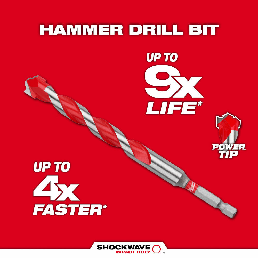 Milwaukee 48-20-9058 10pc. SHOCKWAVE Impact DUTY Carbide Hammer Drill Bit Kit - 6