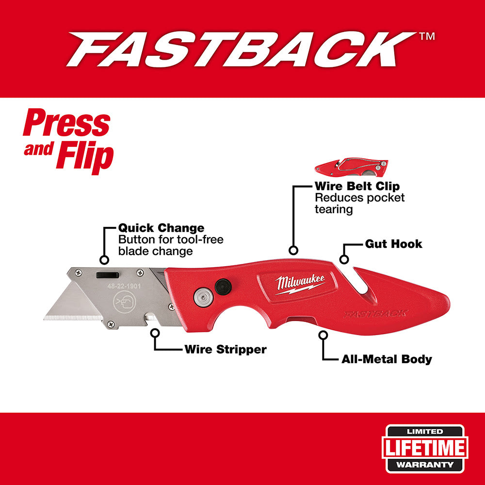 Milwaukee 48-22-1901 Fastback Flip Open Utility Knife - 2