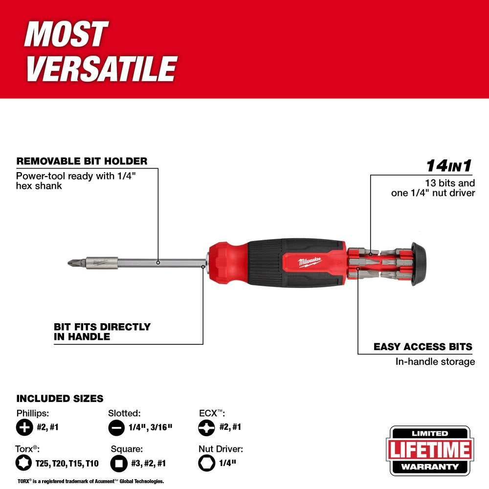 Milwaukee 48-22-2900 14-in-1 Multi-Bit Screwdriver - 4