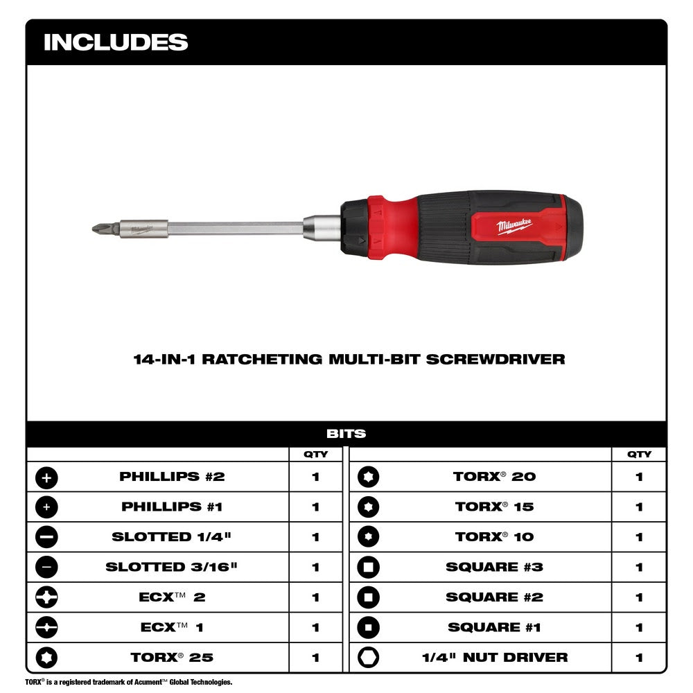 Milwaukee 48-22-2903 14-in-1 Ratcheting Multi-Bit Screwdriver - 2