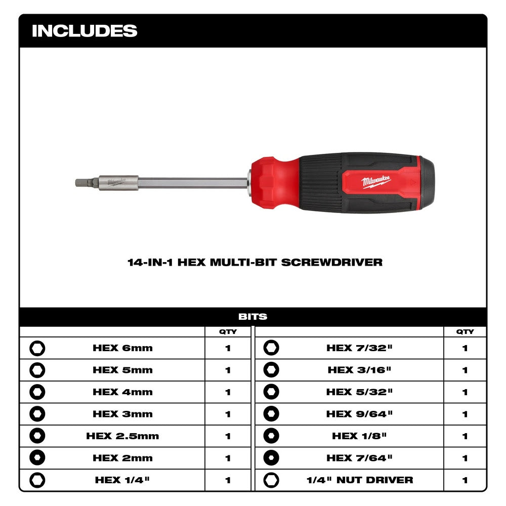 Milwaukee 48-22-2908 14-in-1 Hex Multi-Bit Screwdriver - 2