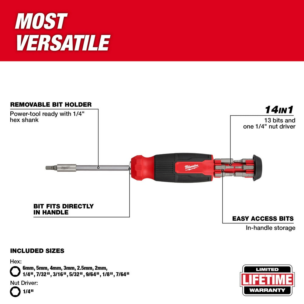 Milwaukee 48-22-2908 14-in-1 Hex Multi-Bit Screwdriver - 4