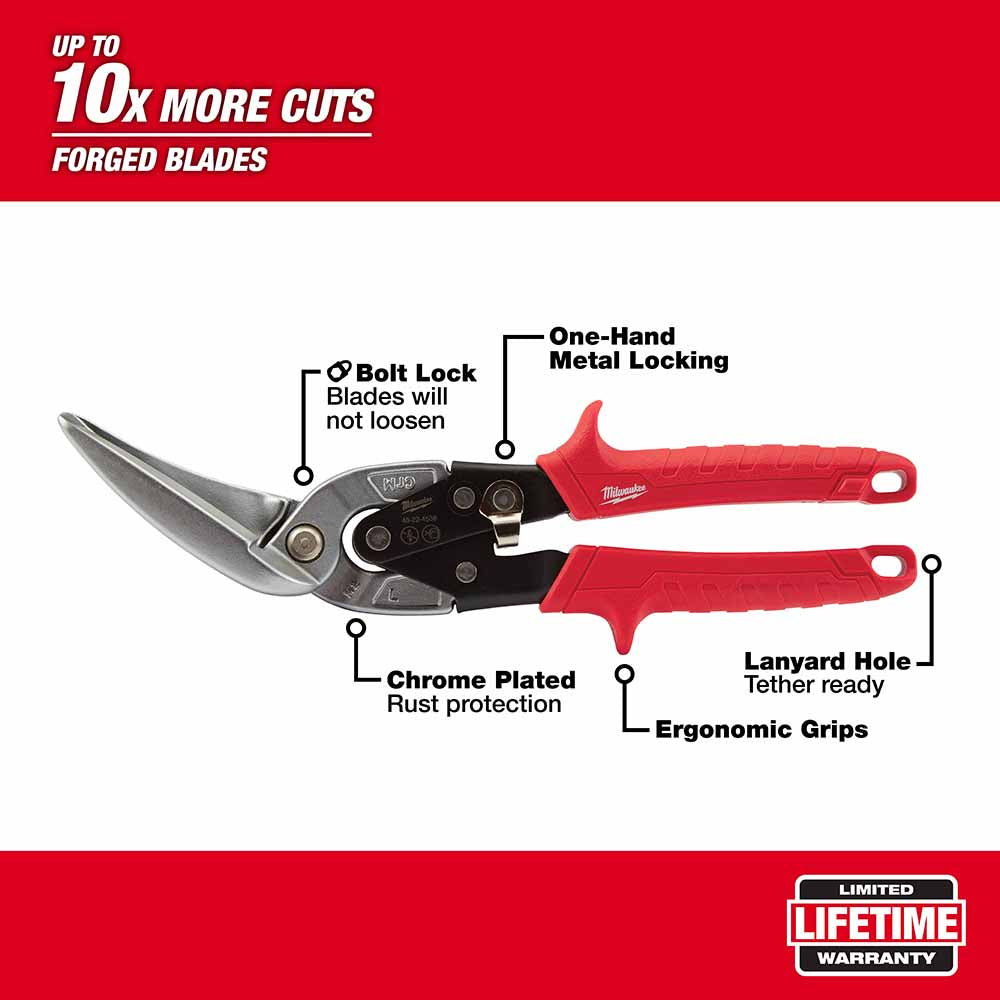 Milwaukee 48-22-4538 Long Cut Offset Left Aviation Snip - 2