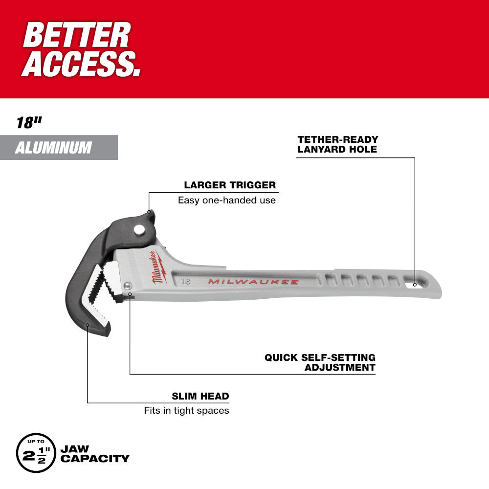 Milwaukee 48-22-7418 18" Aluminum Self-Adjusting Pipe Wrench - 2