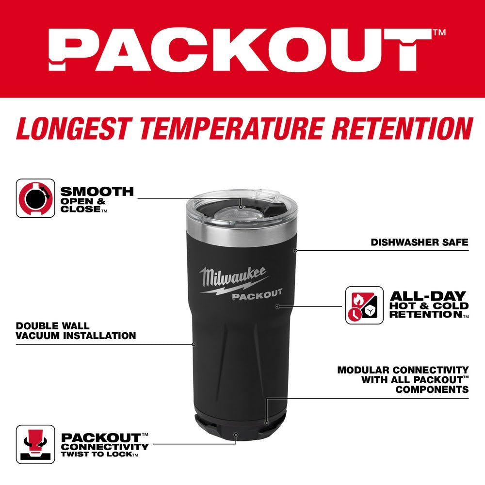 Milwaukee 48-22-8392B PACKOUT 20oz Tumbler - Black - 2