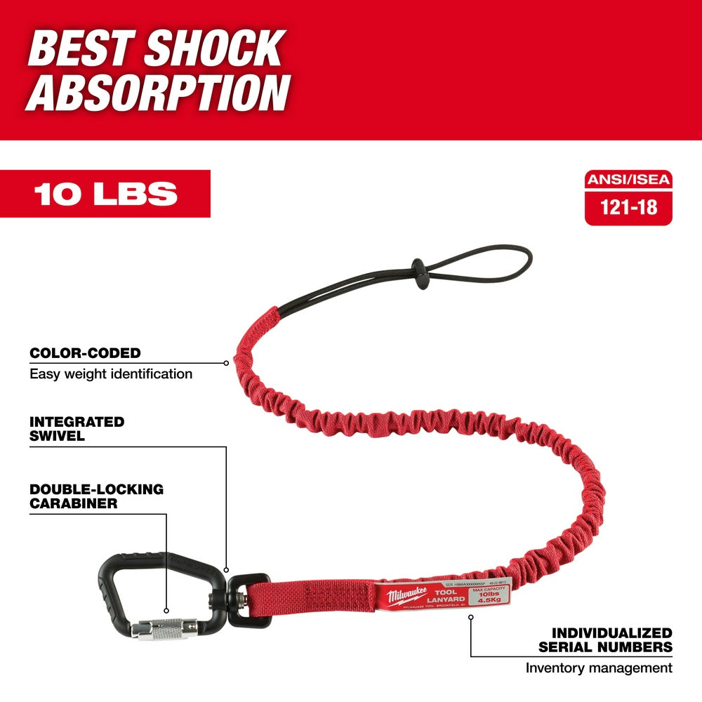 Milwaukee 48-22-8810 10 lb 36.3" Shock Absorbing and Locking Tool Lanyard - 2