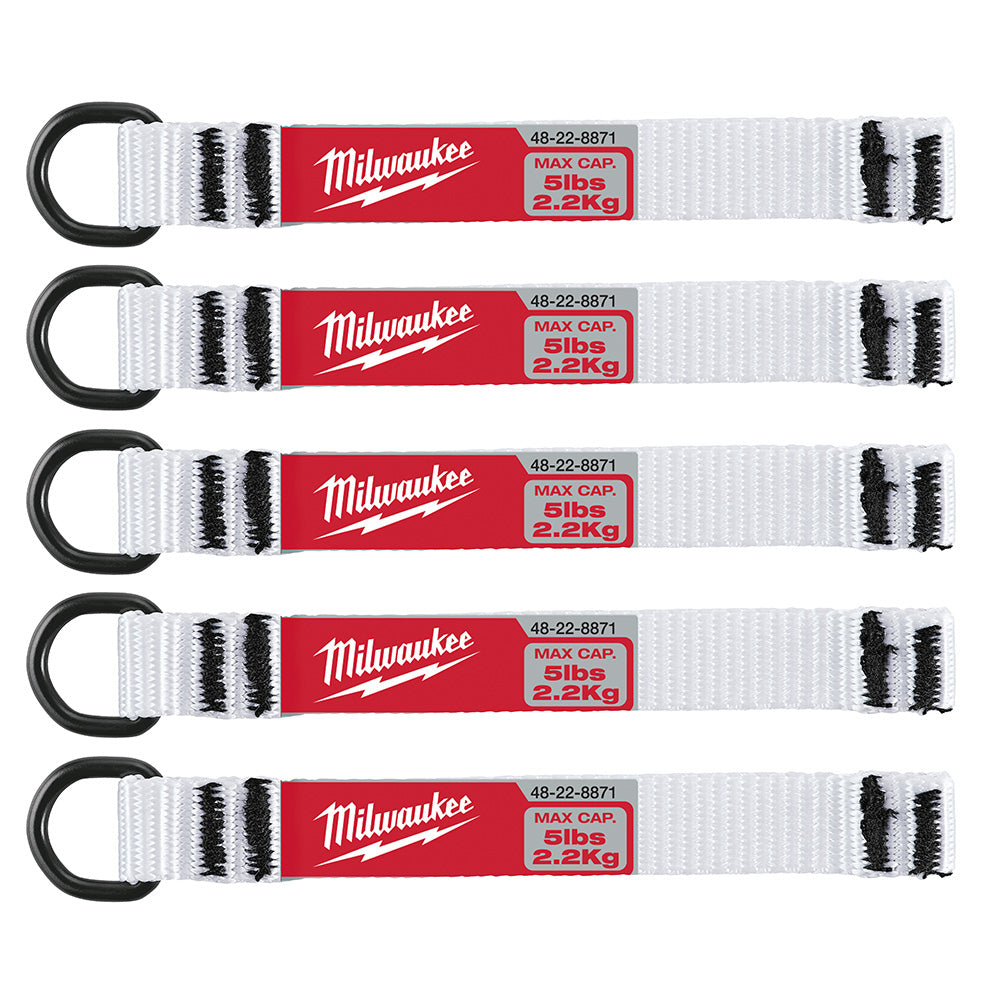 Milwaukee 48-22-8871 5 Piece 5lb Nylon Web Metal D-Ring Web Attachment Set - 2