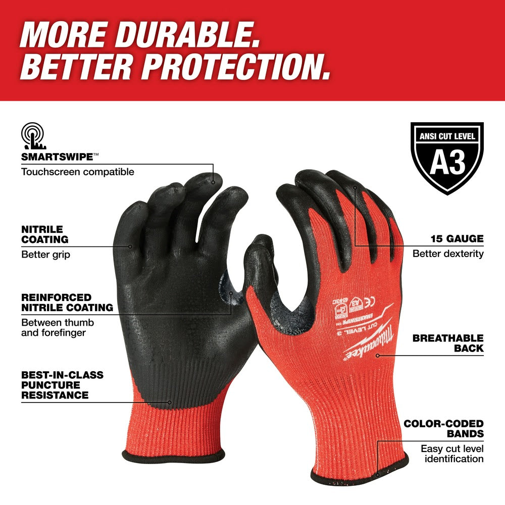 Milwaukee 48-22-8930B 12PK Cut 3 Dipped Gloves – S [A3] - 2