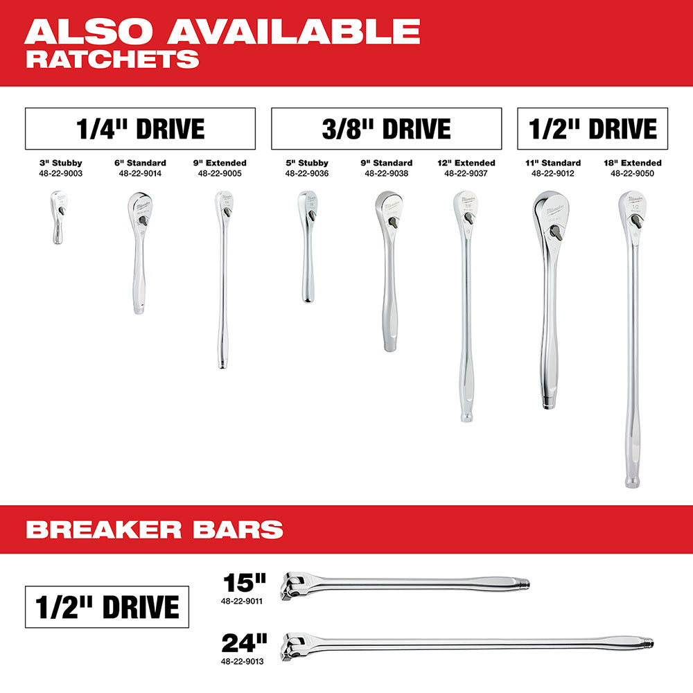 Milwaukee 48-22-9008 3/8" Drive 56 Piece Ratchet & Socket Set - SAE & Metric - 12