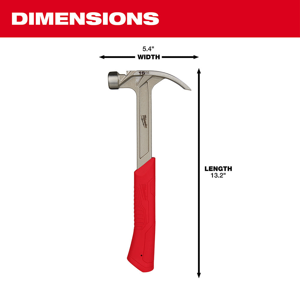 Milwaukee 48-22-9018 16oz Smooth Face Hybrid Claw Hammer - 8