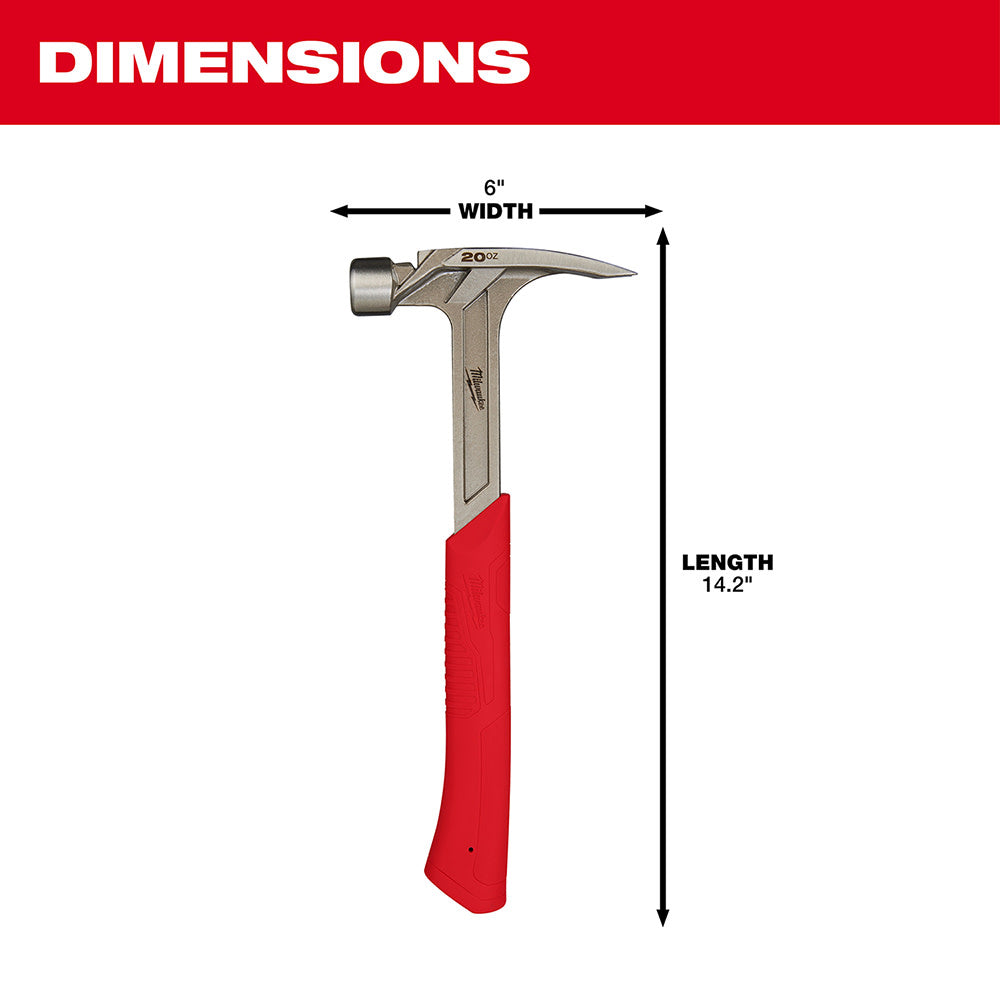 Milwaukee 48-22-9020 20oz Smooth Face Rip Claw Hammer - 8