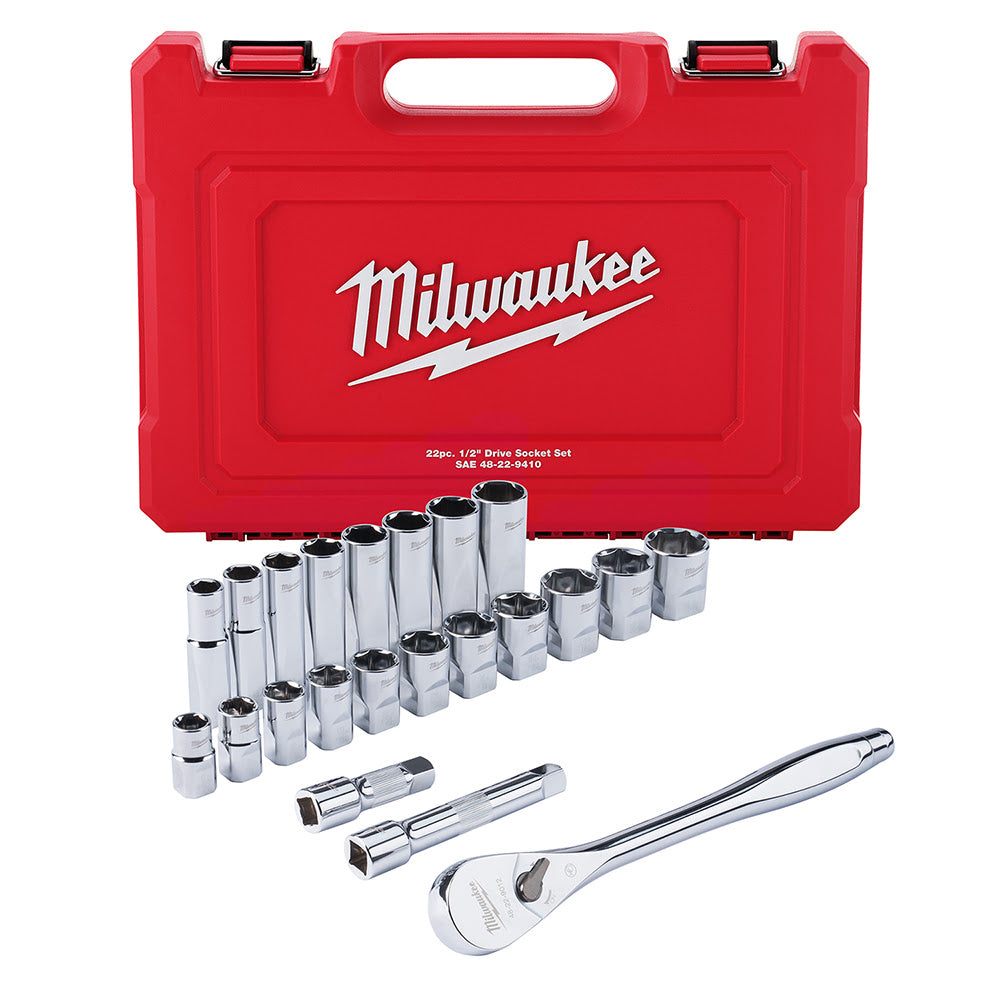 Milwaukee 48-22-9410 22 pc 1/2" Socket Wrench Set – SAE