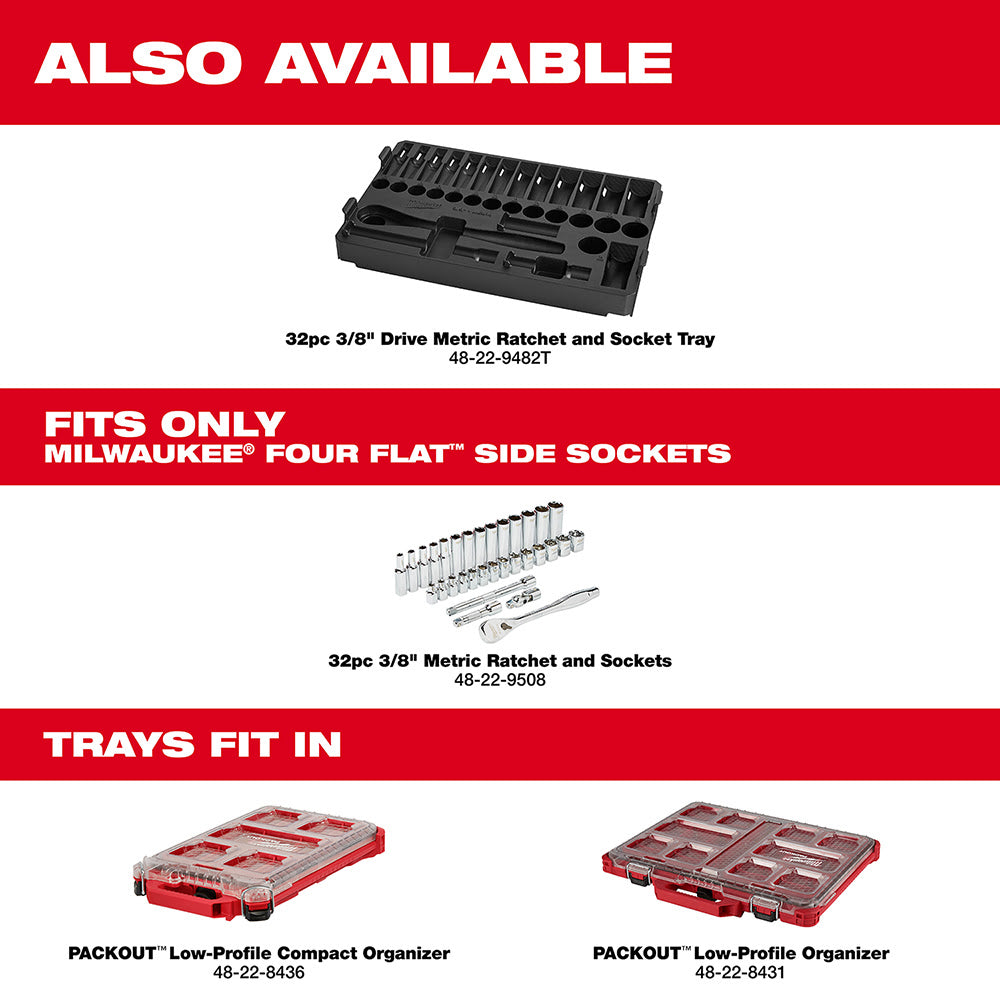 Milwaukee 48-22-9508 3/8" Drive 32 Piece Ratchet & Socket Set - Metric - 10