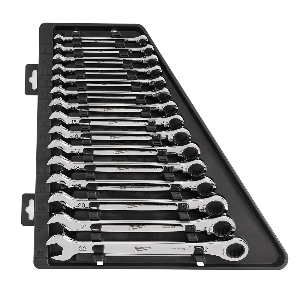 Milwaukee 48-22-9516 15 Piece Ratcheting Combination Wrench Set - Metric