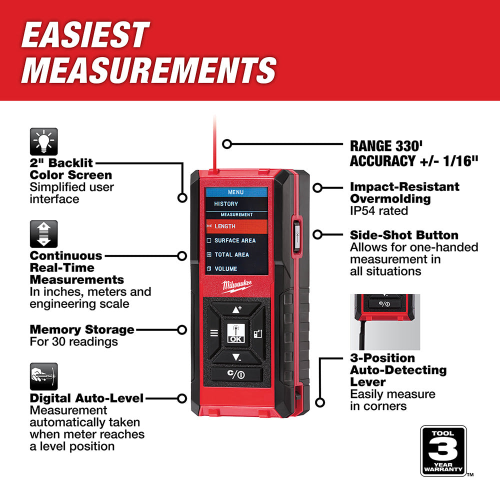 Milwaukee 48-22-9803 330' Laser Distance Meter - 2