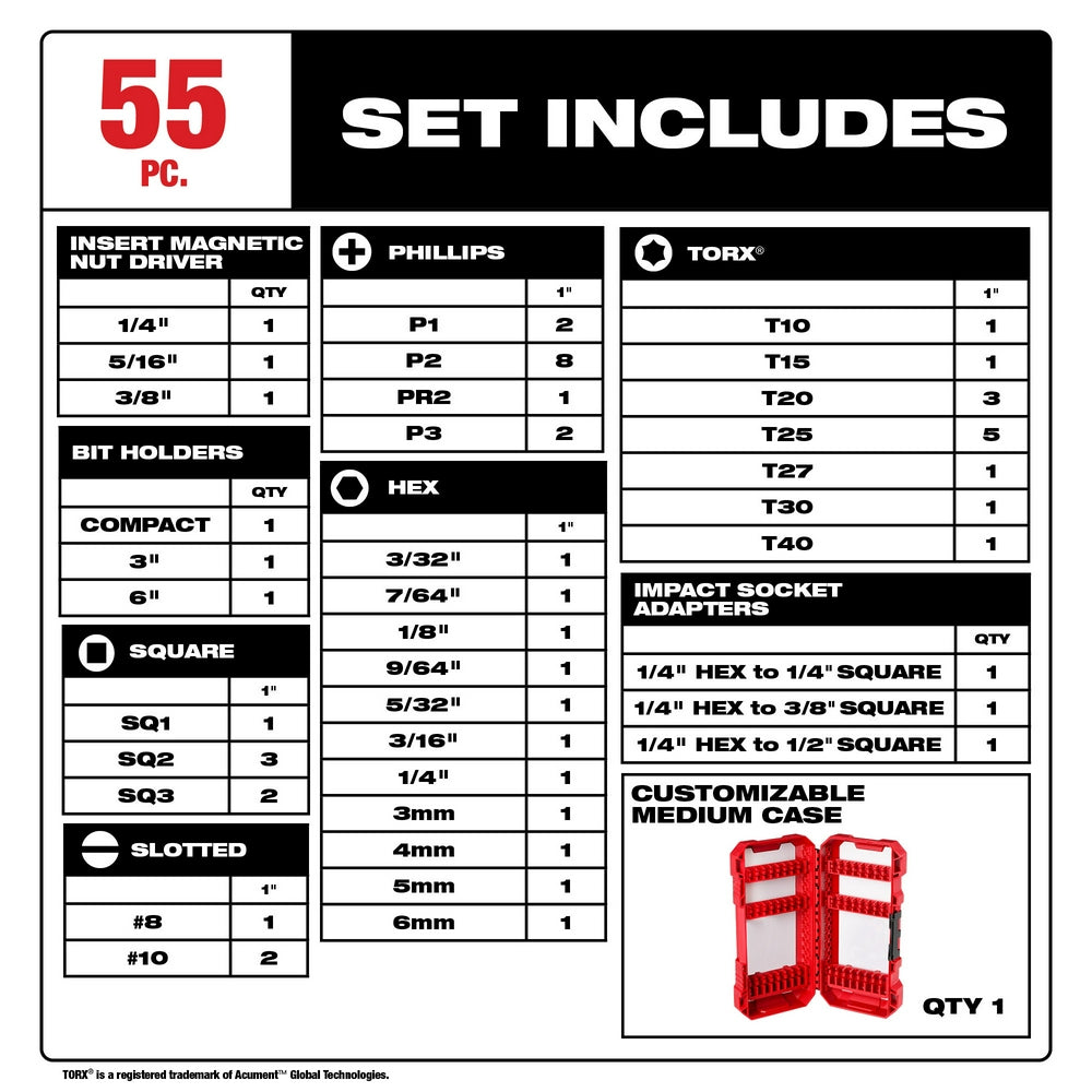 Milwaukee 48-32-4096 SHOCKWAVE Impact Duty Driver Bit Set - 55PC - 3