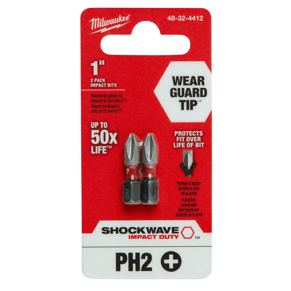 Milwaukee 48-32-4412 SHOCKWAVE 1" PH2 Impact Bit 2PK - 8