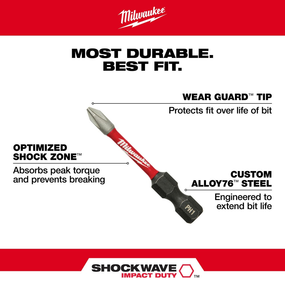 Milwaukee 48-32-4461 SHOCKWAVE 2" PH1 Impact Bit - 4