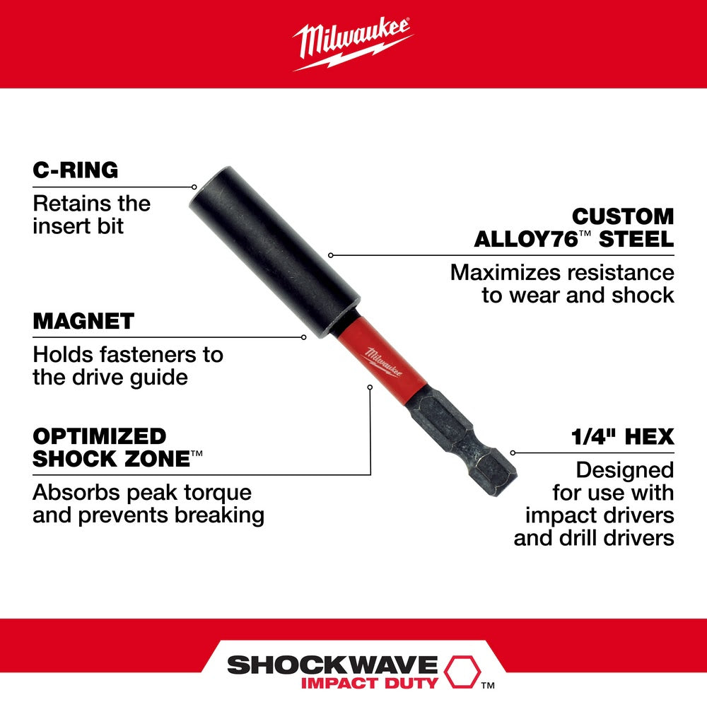 Milwaukee 48-32-4503 SHOCKWAVE 3" Impact Magnetic Bit Holder - 3