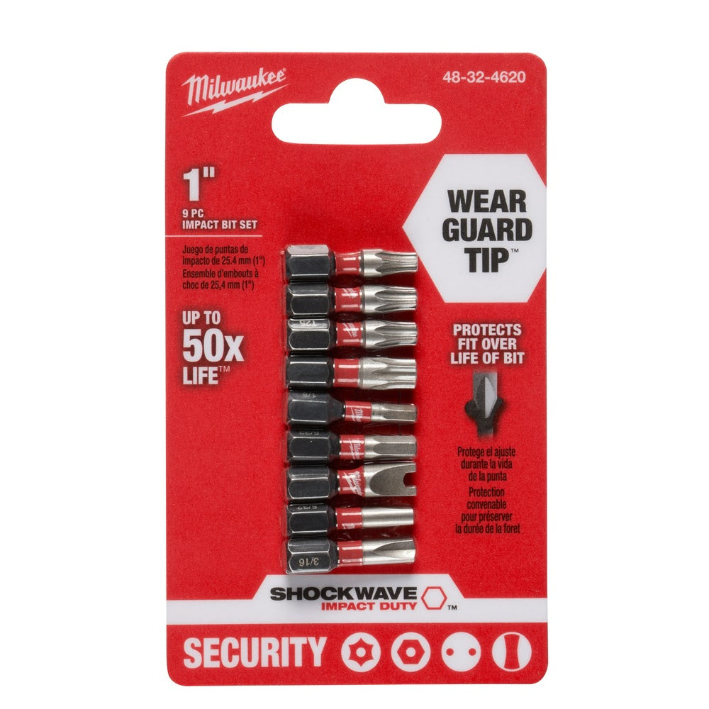 Milwaukee 48-32-4620 SHOCKWAVE 9PC 1" Security Impact Bit Set - 9