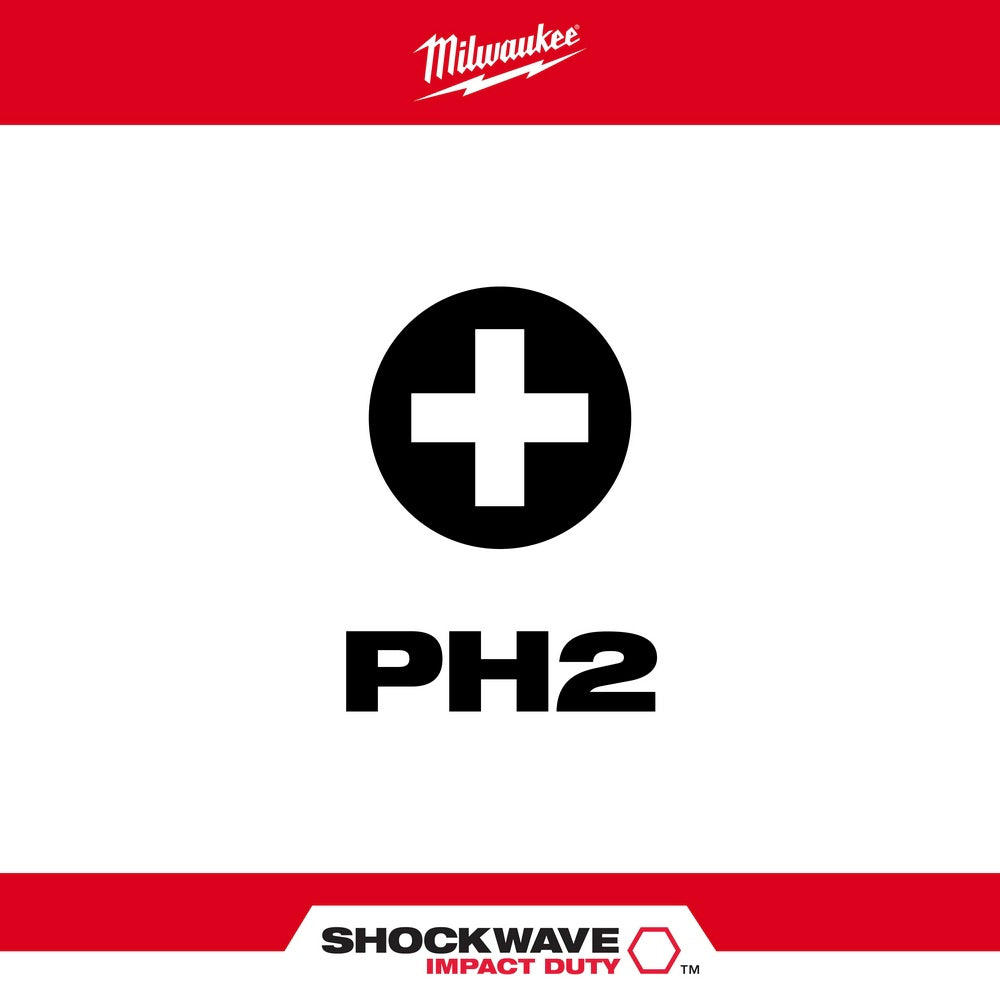 Milwaukee 48-32-4662 SHOCKWAVE Impact Duty™ 3-1/2" PH2 Bit 2PK - 2