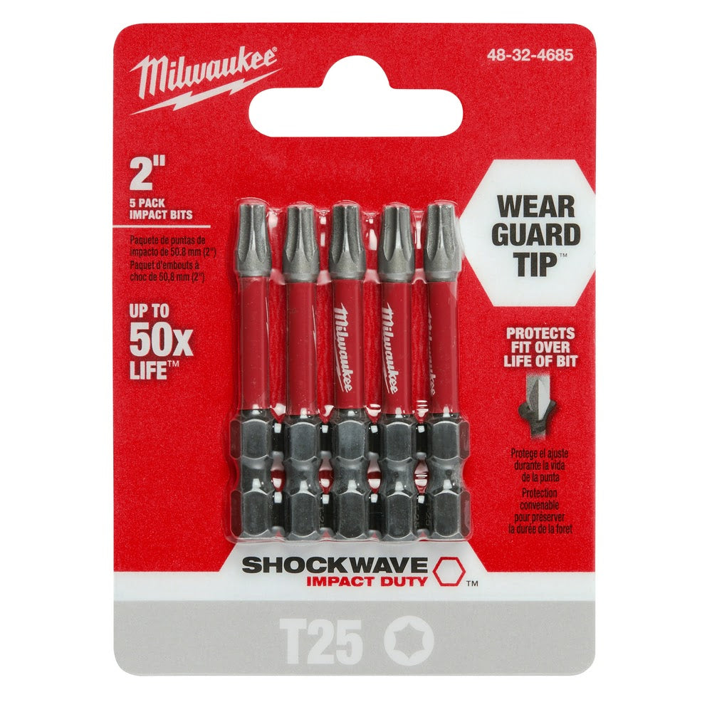 Milwaukee 48-32-4685 SHOCKWAVE 2" T25 Impact Bit 5PK - 7