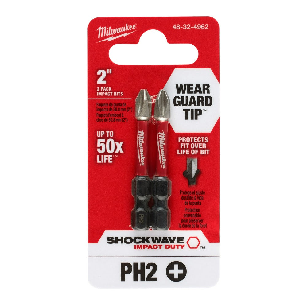 Milwaukee 48-32-4962 SHOCKWAVE Impact Duty 2" PH2  Bit 2PK - 7